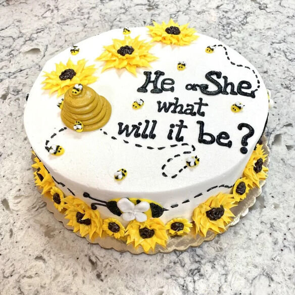 Bee Theme Gender Reveal Cake