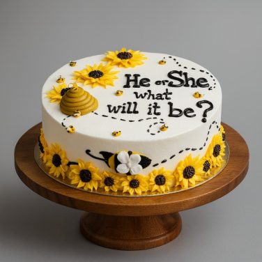 bumble bee theme gender reveal cake