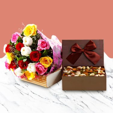 Beautiful Roses and Nutty Treats Combo