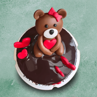 Chocolate Teddy Bear Cake with fondant design