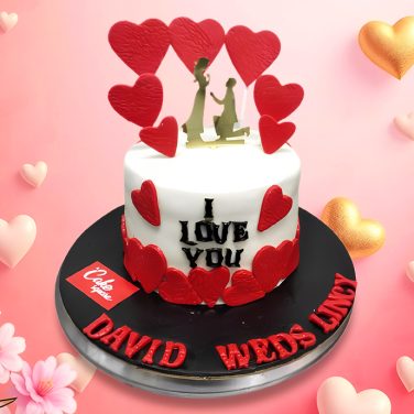 Romantic Proposal Cake with Red Hearts