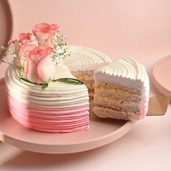 Pink Rose Anniversary Cake