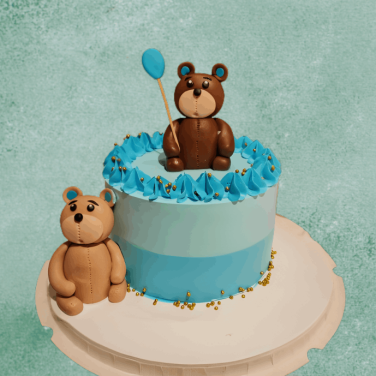 Teddy Day Celebration Cake With Fondant Design