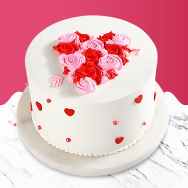 Valentines Day Rose Heart Cake