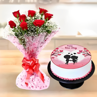 love bloom kiss cake combo