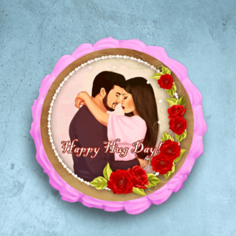 Romantic Hug Day Picture Cake