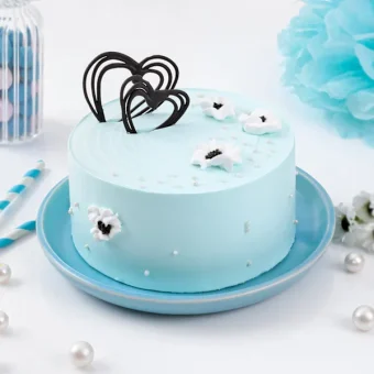 Blue Floral Pearl Cake