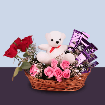 Choco Teddy Blossom Basket