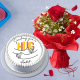 Hug Me Cake with Red Rose Combo