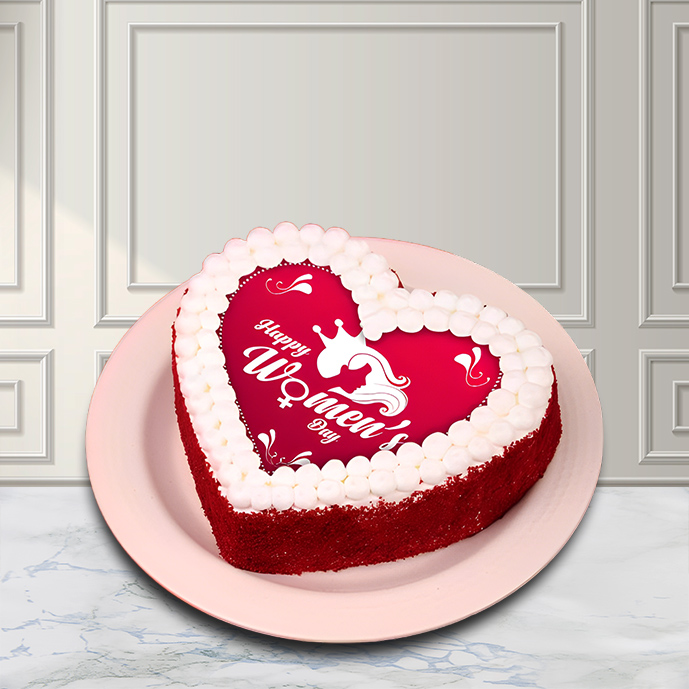 Luxury Heart Shaped Red Velvet Cake for Women’s Day