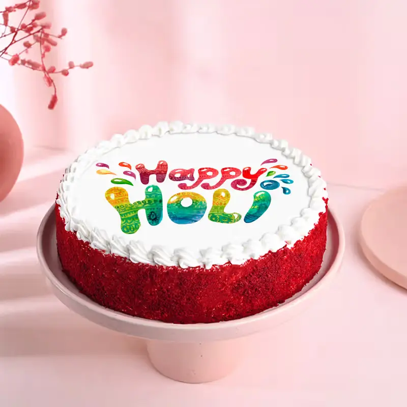 Holi Red Velvet Bliss Cake | Festive Sweet Treat – YummyCake