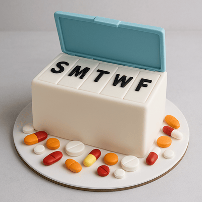 pill box fondant cake
