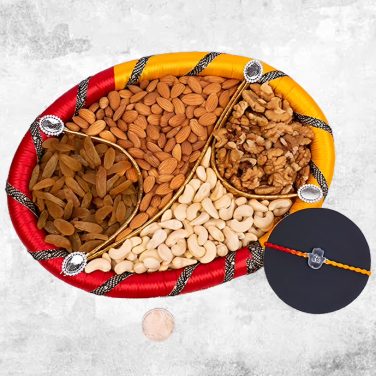 Festive Raksha Bandhan Gift Tray with Nuts & Rakhi