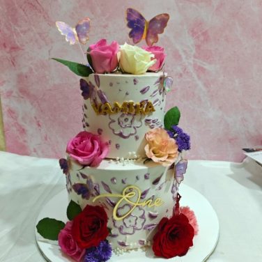 floral fantasy one year cake