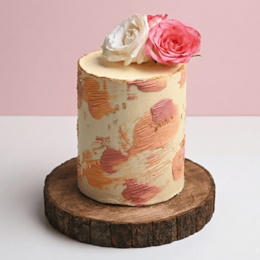 textured floral buttercream cake
