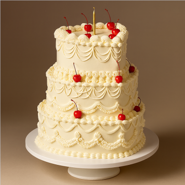 vintage cherry three tier cake