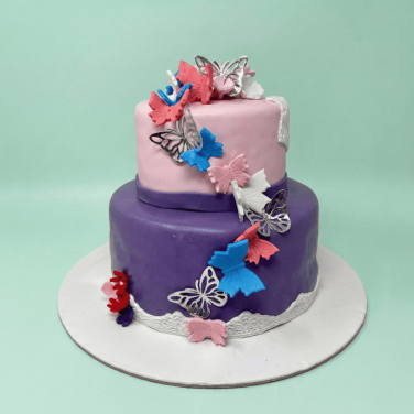 2 tier butterfly theme cake