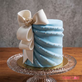 Blue Draped Bow Cake