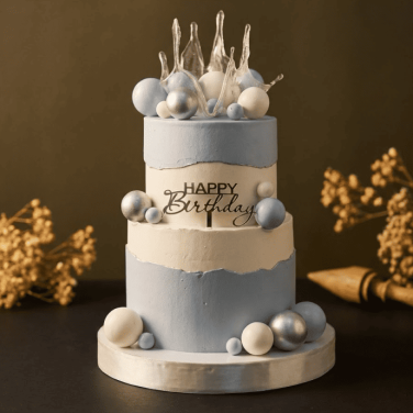blue crown ball birthday cake