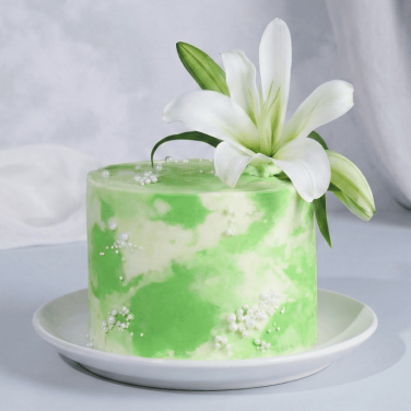 Green Floral Lily Cake