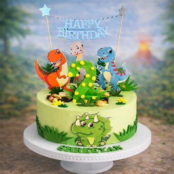 Dinosaur 2nd Birthday Theme Cake