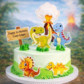dinosaur jungle birthday cake