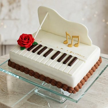 grand piano theme cake