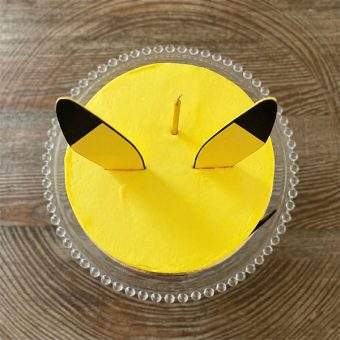 pikachu face cake with tall ear top view