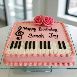 pink harmony keyboard cake