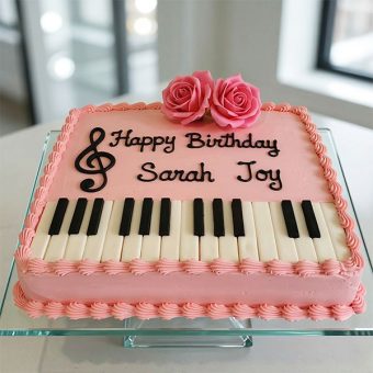 pink harmony keyboard cake