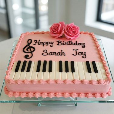 pink harmony keyboard cake