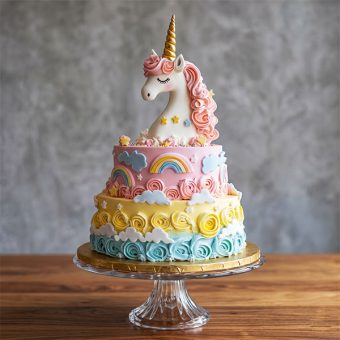 2-tier sculpted unicorn bust cake
