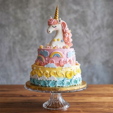 2-tier sculpted unicorn bust cake