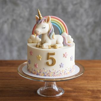 3d unicorn gold number cake