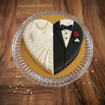 groom & bride heart cake