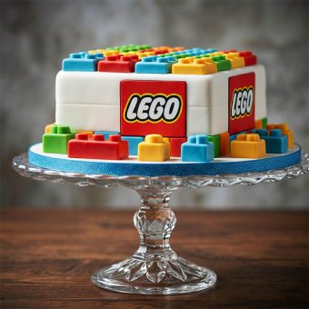 kids lego building block cake front view