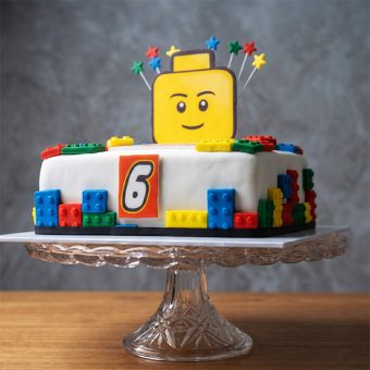 lego face theme cake side view