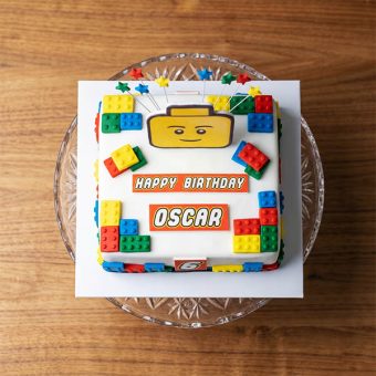 lego face theme cake top view