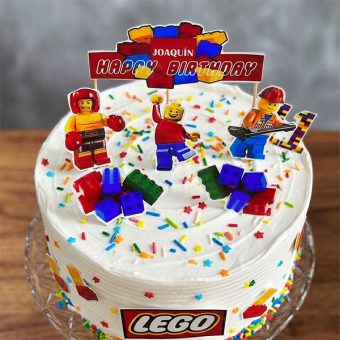 lego minifigure birthday cake top view
