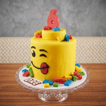 lego smile face birthday cake side view