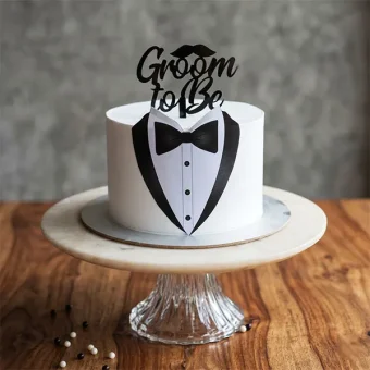 minimalist tuxedo groom cake