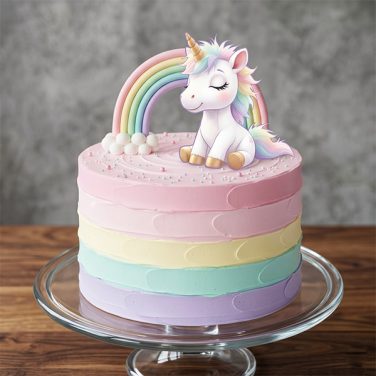 pastel rainbow unicorn topper cake