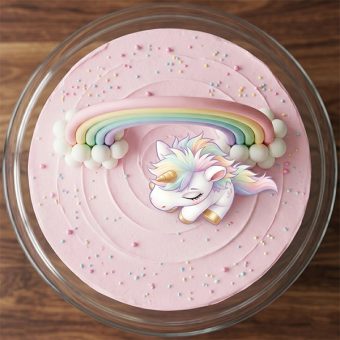 pastel rainbow unicorn topper cake top