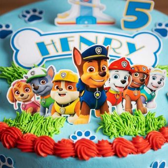 paw patrol name topper cake front view