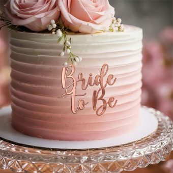 pink ombre bride to be cake side view