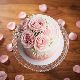 pink ombre bride to be cake top view