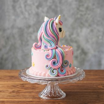 pink unicorn star head topper cake