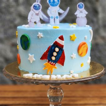 sky blue astronaut space cake front view