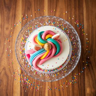 unicorn mane sprinkle cake top view