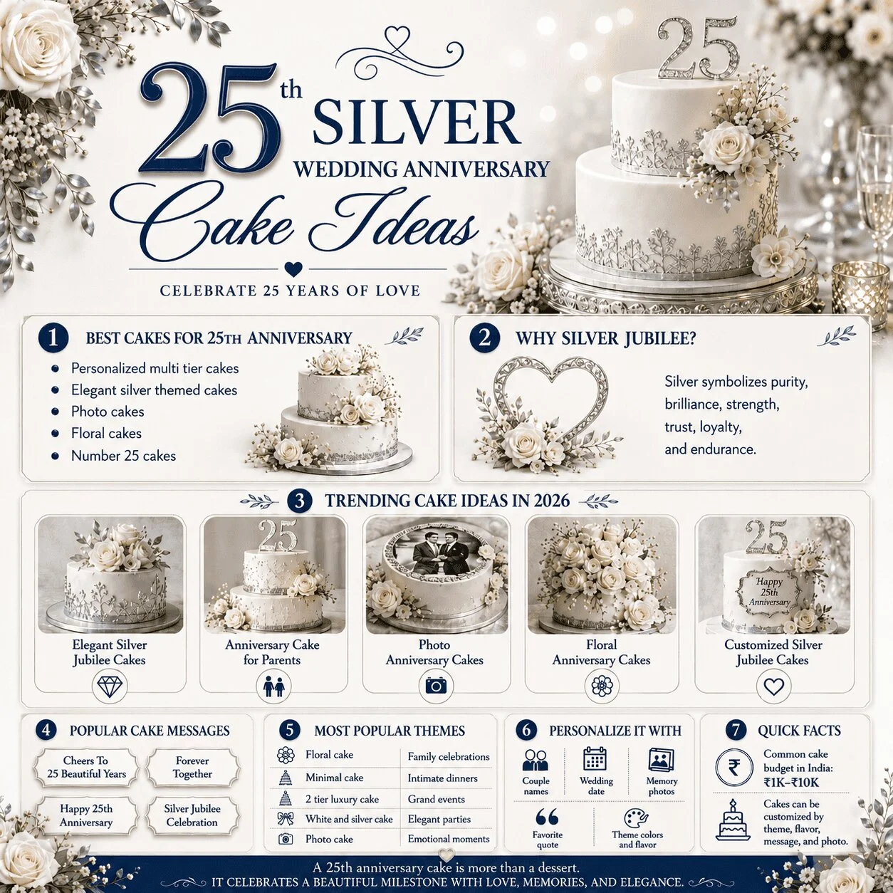 25th wedding anniversary cake ideas infographic